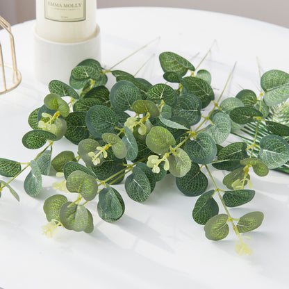 Single Stem Faux Eucalyptus Leaf Green Plant – Perfect for Dried Flower Arrangements, Money Leaf Wedding Decorations, and Elegant Home Accents