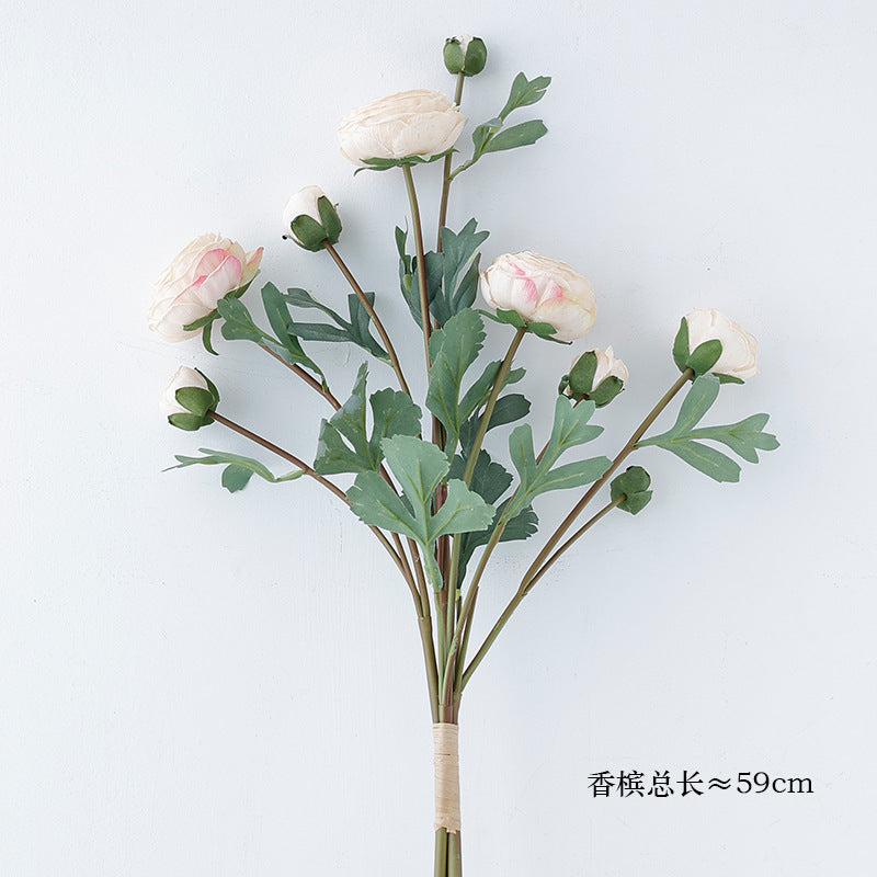 Realistic 3-Stem Faux Peony Bouquet - 9-Head Artificial Flower Arrangement for Home Decor, Photography Props & Event Styling