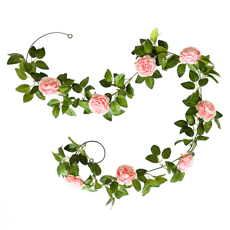 Realistic Peony Flower Vine Garland - Stunning Faux Rose Trellis Decor for Home and Wedding Backdrops, Ideal for Floral Arrangements and Festive Celebrations