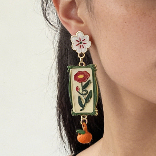 Vintage French-Inspired Elegant Floral Alloy Drop Earrings - Fresh and Stylish Bohemian Garden Design for Nature Lovers