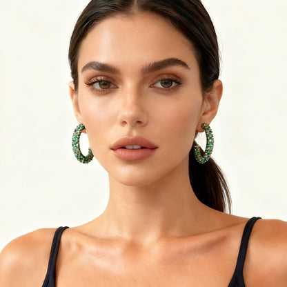 Exquisite Minimalist Full Diamond Geometric C-Shape Stud Earrings - Everyday Luxury Jewelry for Women with a Chic Touch