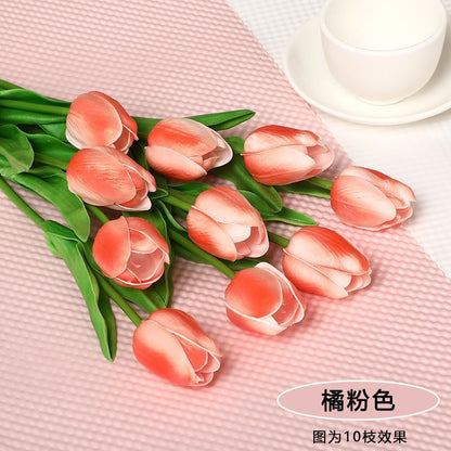 Realistic PU Tulip Artificial Flower Bouquet - Perfect Photo Prop and Elegant Home Décor for Living Room Floral Arrangements