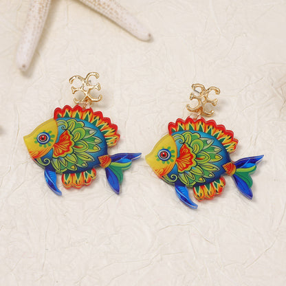 Charming Tropical Fish Series Acrylic Drop Earrings - Trendy Vacation-Inspired Jewelry for a Unique Touch