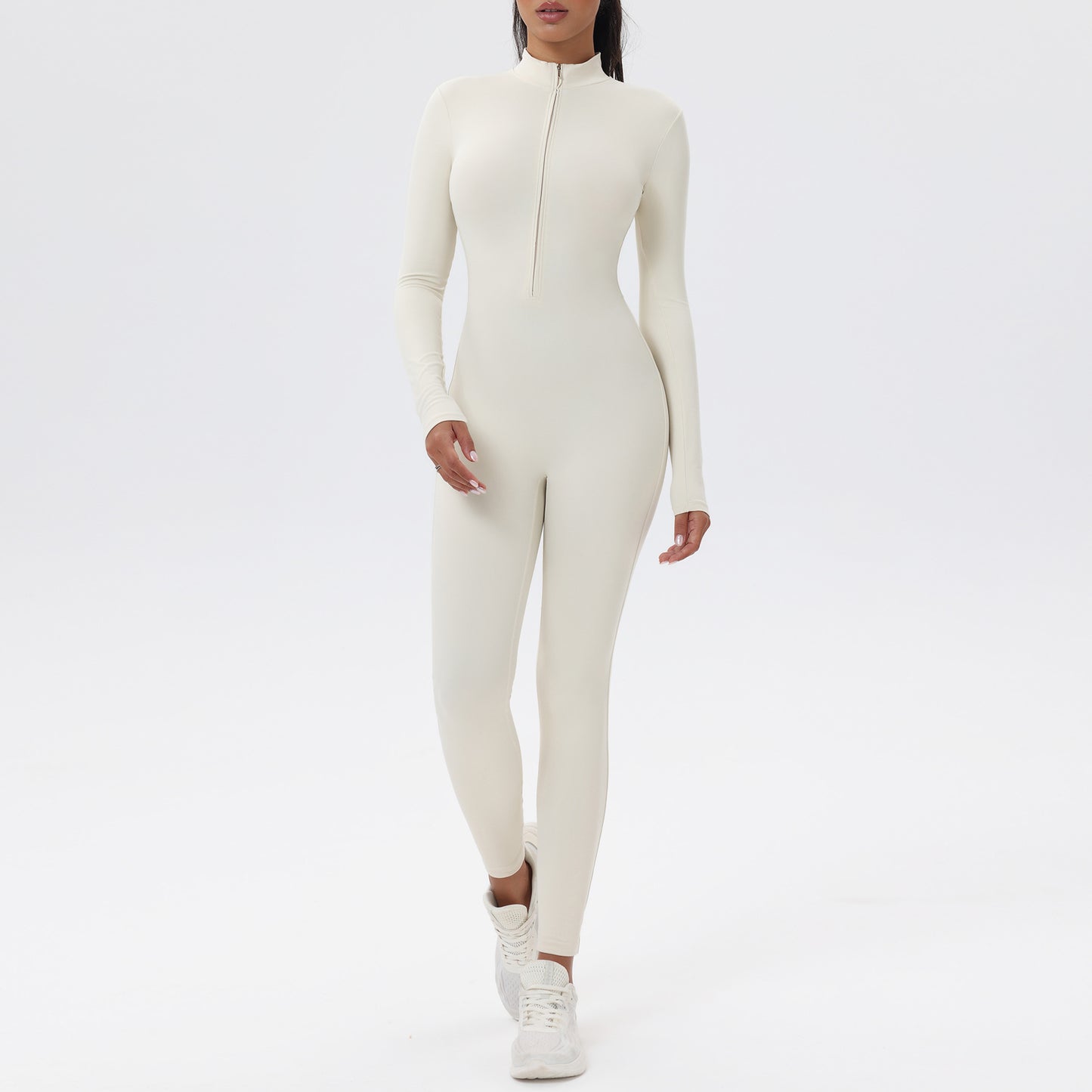 High Performance Zip Up Long Sleeve Yoga Jumpsuit for Intense Fitness and Workout Sessions Comfortable and Stretchable Bodysuit