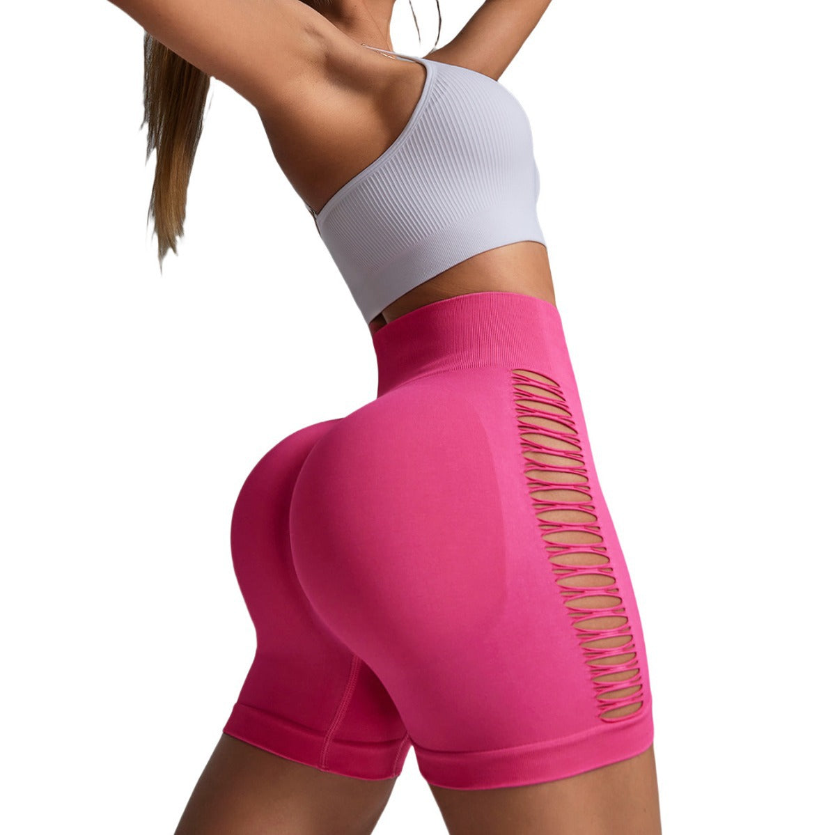 High Waisted Seamless Women's Yoga Shorts with Side Cut Outs Lift Your Bottom for Outdoor Workouts and Fitness Activities