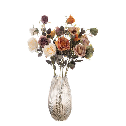 Elegant 3-Head Artificial Dried Rose Flower Bouquet for Home Decor – Trendy INS-Style Wedding Decoration – DY1-3320A