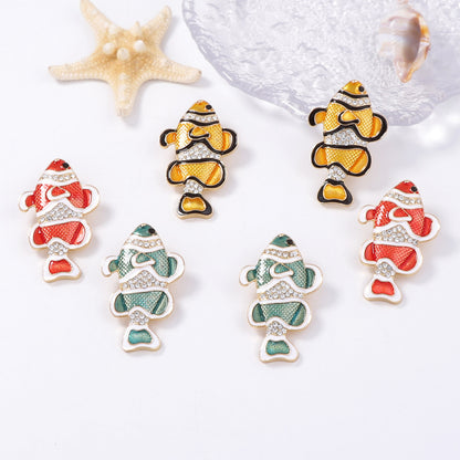 Adorable Tropical Ocean Animal Earrings with Sparkling Zirconia - Cute Cartoon Fish Studs for Every Occasion, Trendy and Playful Accessories for Women