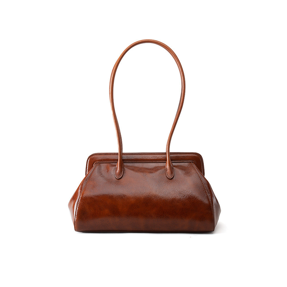 Luxurious French Inspired Genuine Leather Women's Underarm Bag Chic Cowhide Design for Effortless Style and Durability