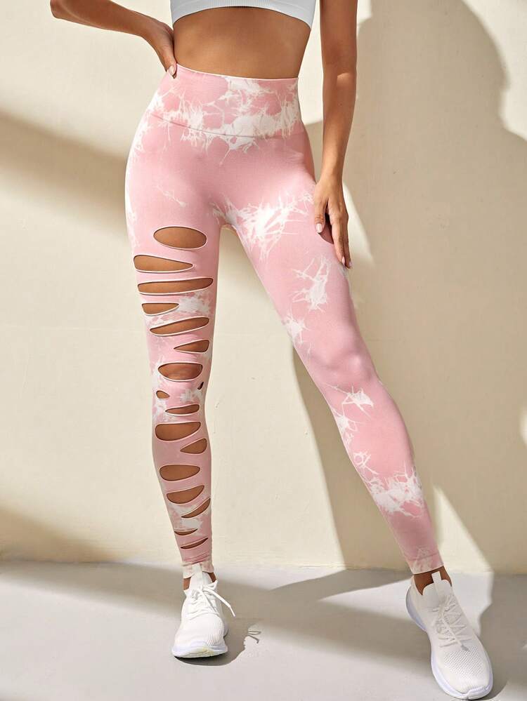 High Waisted Seamless Tie Dye Cut Out Butt Lift Leggings for Women for Yoga Fitness and Tummy Control