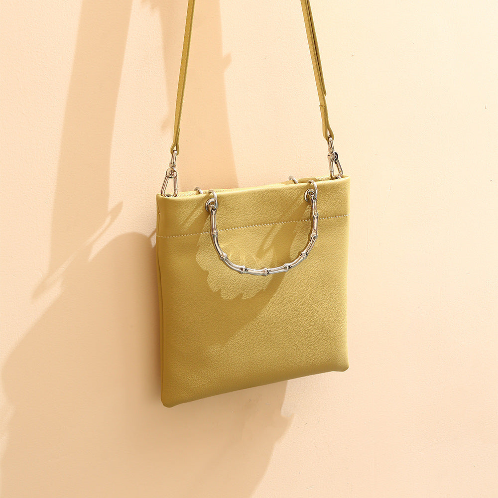 Genuine Leather Crossbody Bag for Women Distressed Cowhide Shoulder Bag with Chic Chain Handles Unique Design Tote for Everyday Use