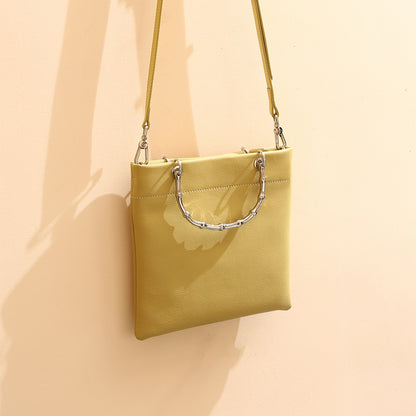 Genuine Leather Crossbody Bag for Women Distressed Cowhide Shoulder Bag with Chic Chain Handles Unique Design Tote for Everyday Use