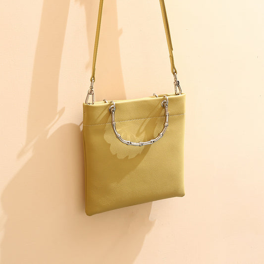 Genuine Leather Crossbody Bag for Women Distressed Cowhide Shoulder Bag with Chic Chain Handles Unique Design Tote for Everyday Use