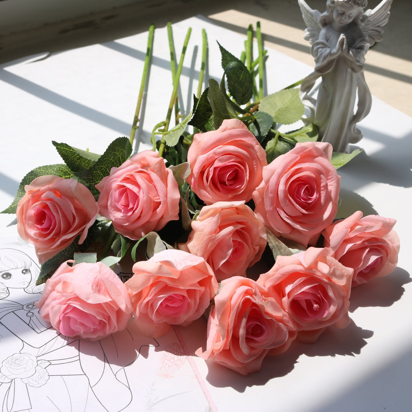 Single-Headed Charming Blushing Rose – Soft Touch Moisturizing Decorative Flower for Home Décor and Photography Props