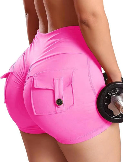 8 Color High Waisted Seamless Peach Lift Yoga Shorts with Pockets for Running Fitness and Training