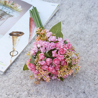 Elegant Faux Rose and Wheat Mini Paper Bouquet - Perfect for Weddings, Photography, and Home Decoration