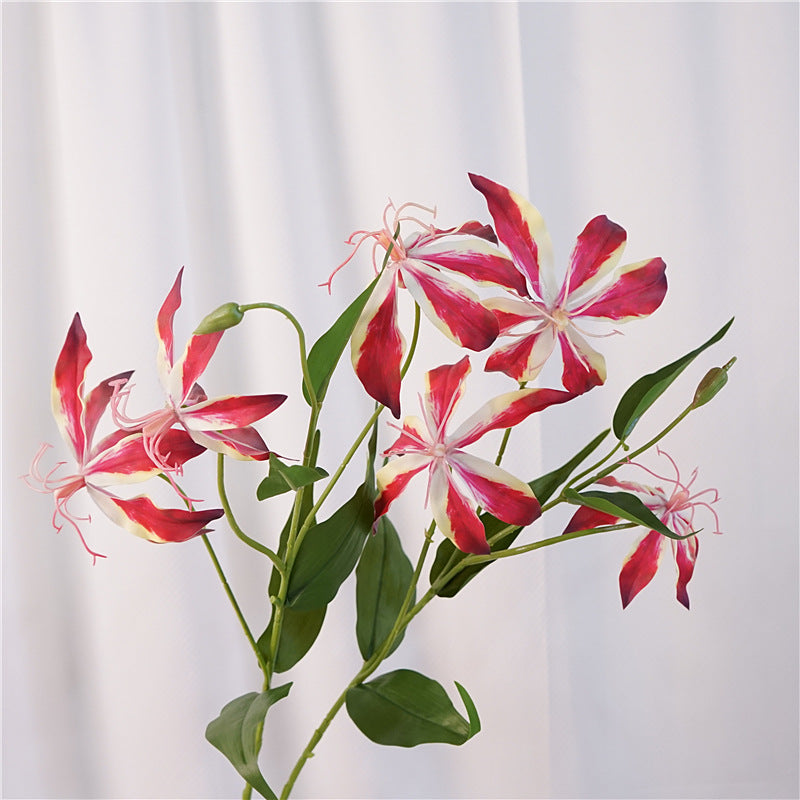 Realistic Artificial Flame Lily Stem - Stunning Faux Floral Display for Photography, Home Decor, and Interior Design Projects