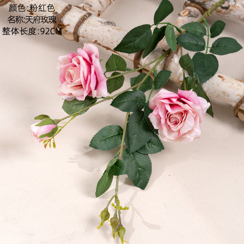 Realistic 3-Head Artificial Rose Bouquet for Wedding and Home Decor - Elegant Faux Floral Arrangement - Perfect for Events, Gift Giving, and Long-lasting Beauty MW19950