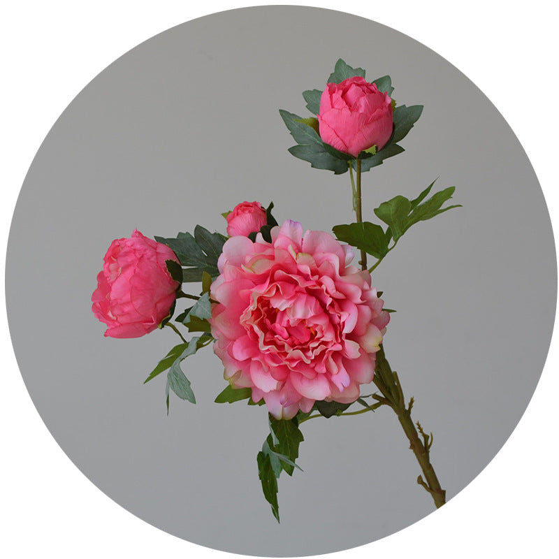 Luxury Home Decor Faux Flower Arrangement - Elegant 4-Head Peony and Silk Peony Art for Living Room Aesthetic