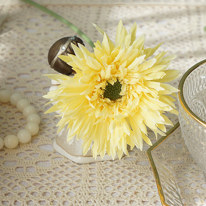 Realistic Faux Flowers - African Gerbera Daisies with Soft Fringe – Perfect for Home Decor, Weddings, and Photography Floral Arrangements