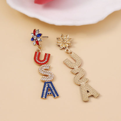 USA Flag Earrings with Stunning Pearl and Diamond Accents – Celebrate Independence Day in Style with Patriotic Jewelry for Parties and Events
