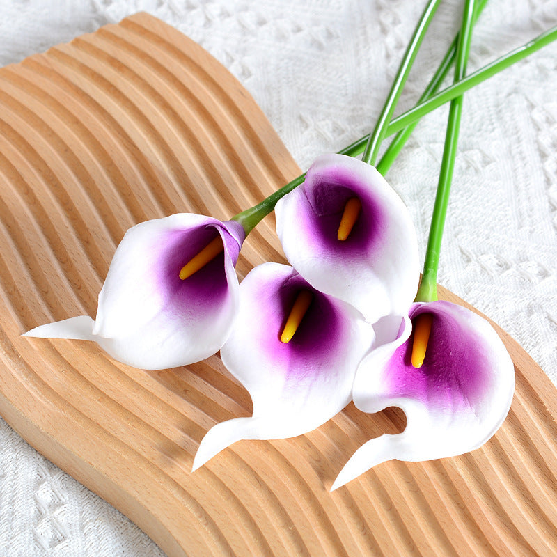 Realistic Mini PU Calla Lily Bouquet - Stunning Artificial Flower for Weddings, Home Decor, and Photography Props | Perfect for Brides and Special Occasions