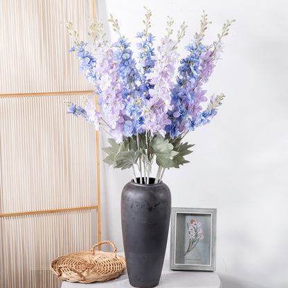 Realistic Delphinium Faux Flowers for Home Décor - Elegant Wedding Bouquet with Decorative Rose Wall Accents - INSMW93001