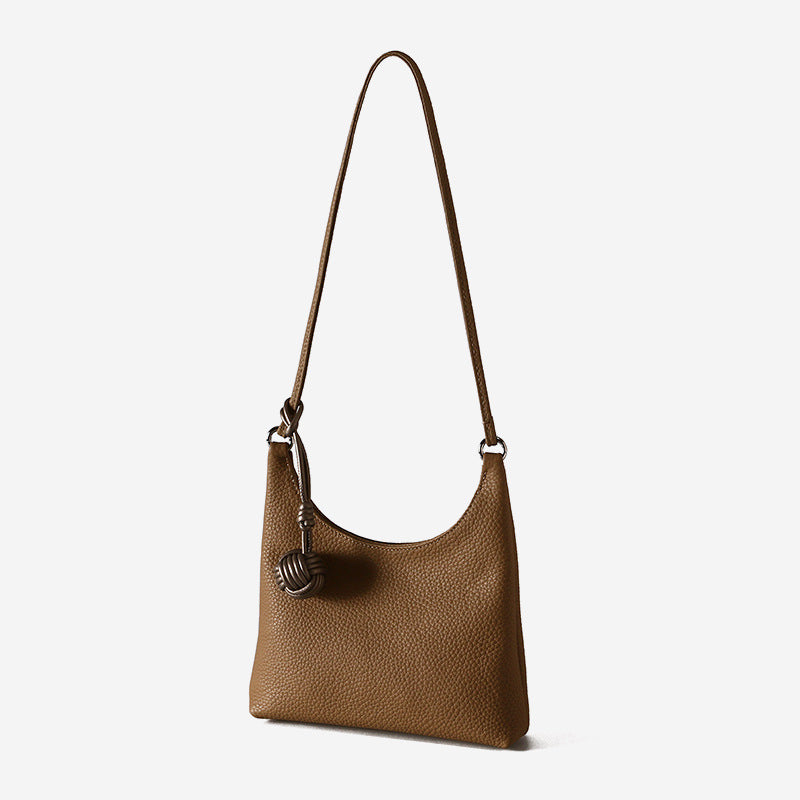 Chic Korean Style Genuine Leather Underarm Handbag Luxury Fashion Tote for Commuting Versatile Minimalist Shoulder Bag for Everyday Use