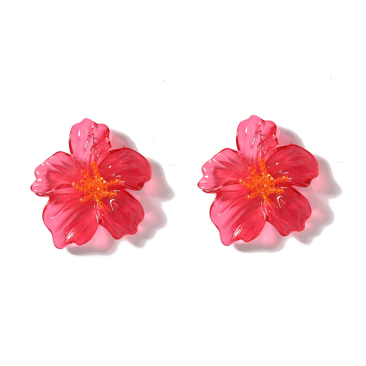 Exaggerated Personality Acrylic Transparent Flower Stud Earrings - Versatile Style for Chic Street Photography and Everyday Elegance
