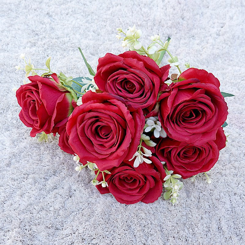 Stunning 7-Head Ice Snow Artificial Rose Bouquet - Perfect for Home Decor, Photography, Weddings, and Bridal Bouquets