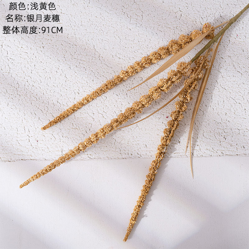 Realistic Wheat Spike Faux Flowers - Elegant Greenery for Wedding Decor, INS Style, Perfect for Home and Event Decorations - Model MW09103