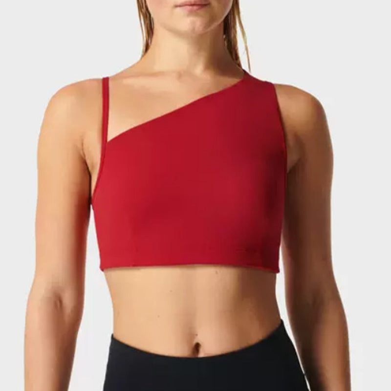 Chic Asymmetrical Sports Bra Yoga Top Quality Workout Clothing for Fitness Running and Dance