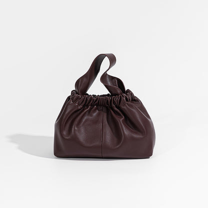 Chic Minimalist Crinkled Cloud Design Genuine Leather Handbag Versatile Early Autumn Shoulder Crossbody Bag for Everyday Elegance