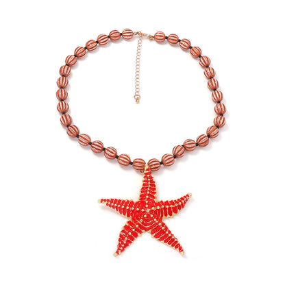Beach Vacation-Inspired Ocean Life Pendant Necklace with Colorful Beaded Design - Perfect Summer Jewelry for Women