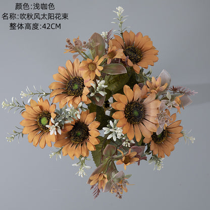 Vibrant Sunflower Bouquet with Faux Greenery - Perfect for Weddings and Fall Décor - CL06001