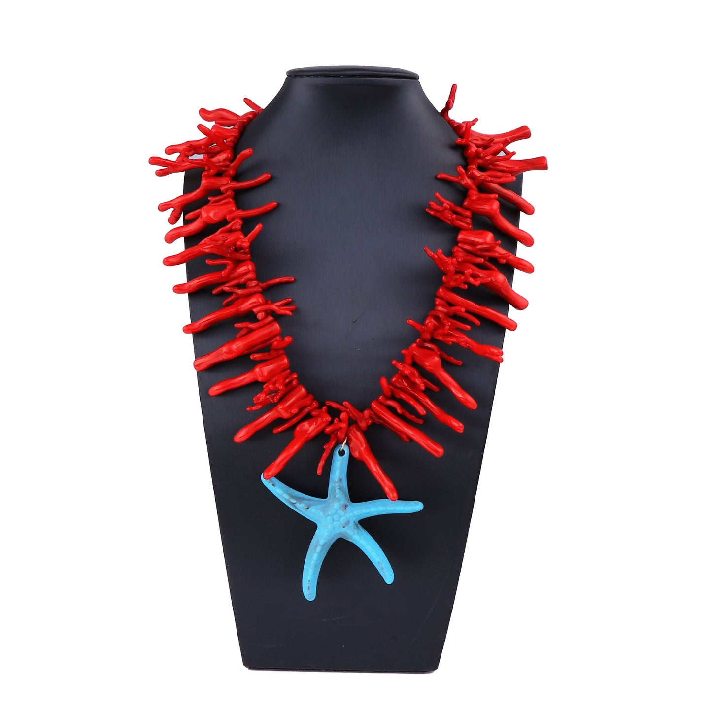 Stunning Ocean-Inspired Statement Necklace with Unique Faux Coral and Large Starfish Pendant - Casual Chic Luxury for Women