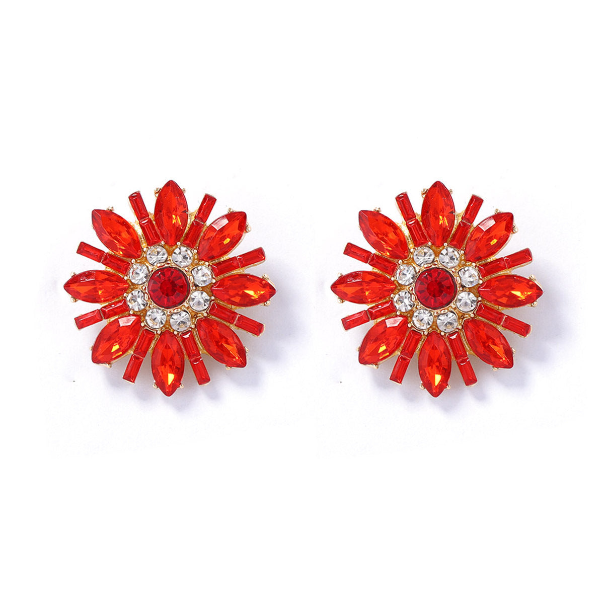 Elegant Luxe  Sparkling Flower Sunflower Stud Earrings - Versatile Multi-Color Daily Wear Jewelry for Parties and Special Occasions
