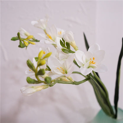 Delicate Faux Freesia Bouquet - Charming Home Dining Table Floral Arrangement for Weddings and Special Occasions - Realistic Touch for Brides and Celebrations