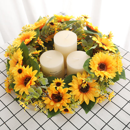 Lifelike Sunflower Wreath by Bilottis - Stunning Faux Floral Decoration for Living Room Doors and Store Windows