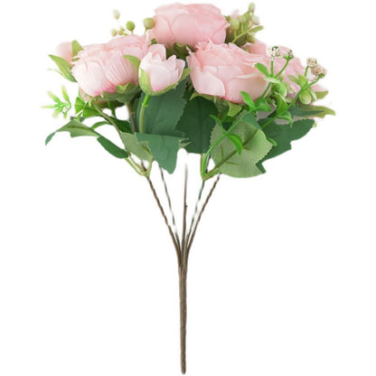 Stunning 5-Head Spring Peony Bouquet – Realistic Artificial Flowers for Home Decor, Weddings, and Bridal Bouquets – Includes Peonies, Roses, and Elegant Accents