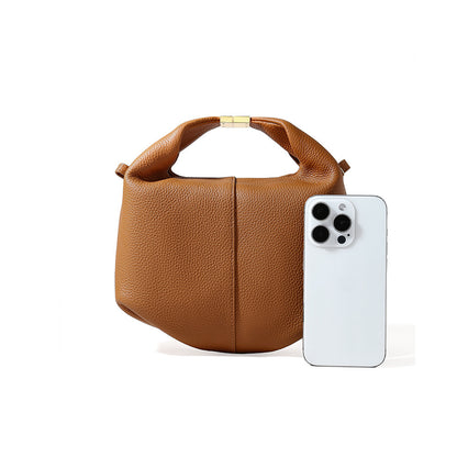 Luxurious French Leather Handbag for Women Textured Cowhide Tote Bag Commuter and Versatile Lunch Bag