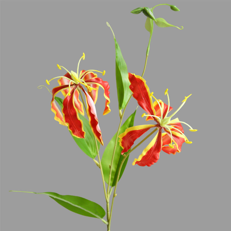 Lifelike Fire Lily Artificial Flower Décor - Modern Romantic Home Accents, Ideal for Creative Centerpieces and Stunning Floral Arrangements