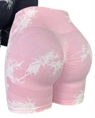 High Waisted Seamless Tie Dye Peachy Butt Yoga Shorts for Comfort and Style in Every Workout