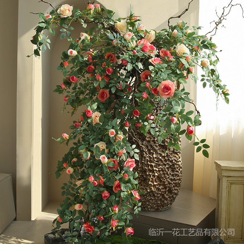 Lifelike Artificial Rose Vine – Perfect for Heartfelt Home Décor, Living Room Ceiling Décor, and Stunning Indoor Landscape Design