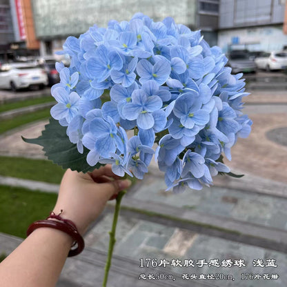 Realistic 3D Single Large Hydrangea Flower - Luxurious Hand-Touch Feel, Moisture-Proof, Perfect for Hotel Decor, Wedding Floral Arrangements, and Elegant Event Centerpieces