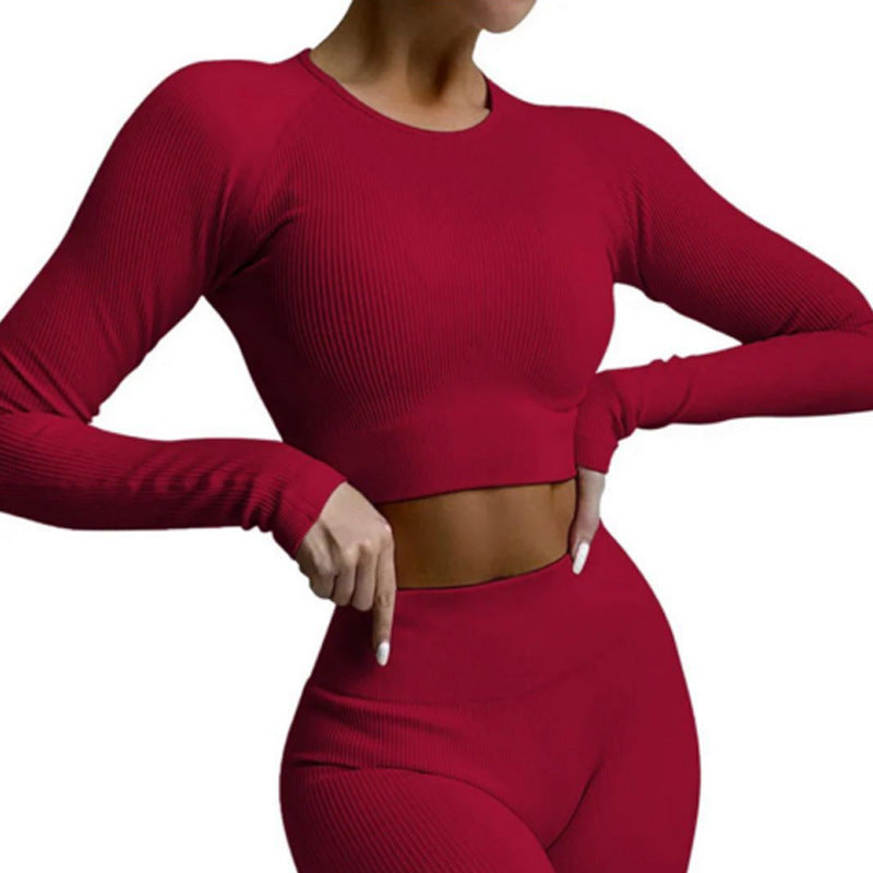 Seamless Yoga Outfit Set for Women High Waisted Moisture Wicking Running and Fitness Activewear with Breathable Stretch Fabric