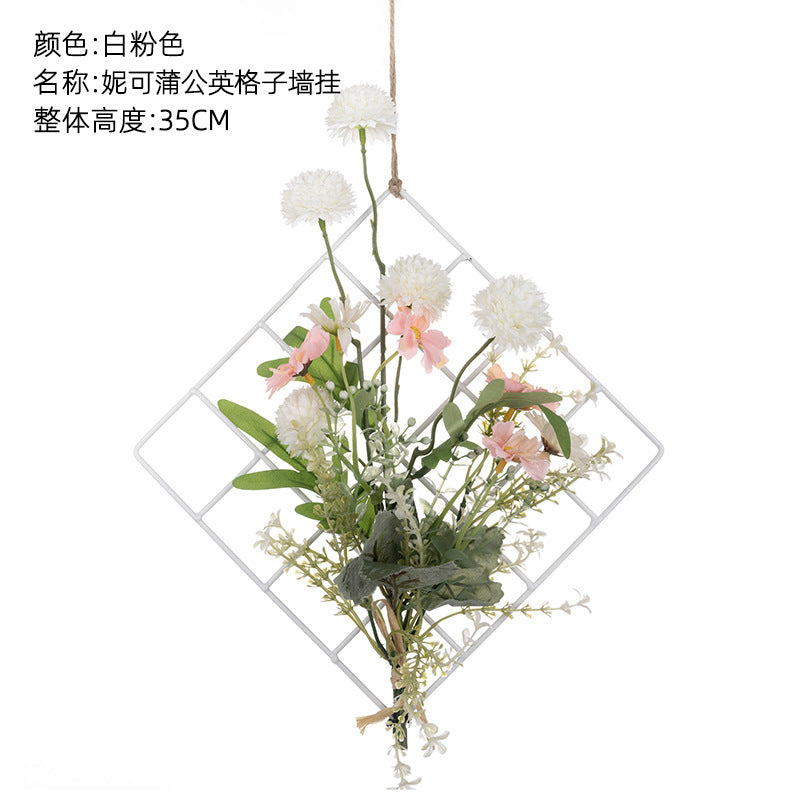 Elegant Dandelion Checkered Wall Hangings - Stunning Faux Floral Bridal Bouquet for Wedding Decorations – Perfect for Home Decor, Parties, and Events – CF01020