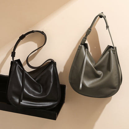 Genuine Top Grain Leather Tote Bag Relaxed Style Unique Oversized Design Minimalist Soft Leather Crossbody and Shoulder Bag for Effortless Chic