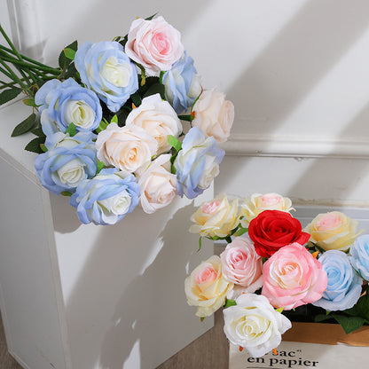 Luxury Ice Blue Rose Bouquet - Realistic Faux Flower Arrangement for Elegant Weddings, Stunning Photography Props, and Memorable Graduation Gifts