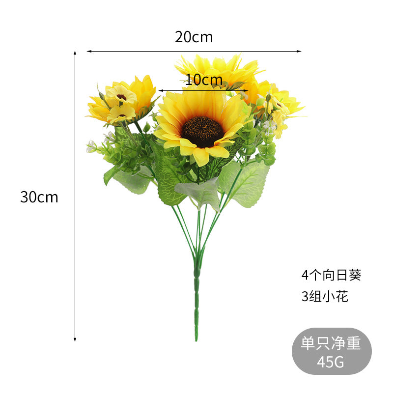 Stunning Artificial Flower Bouquet with 13 Sunflower Heads - Perfect for Living Room Entryway Decor and Wedding Centerpieces