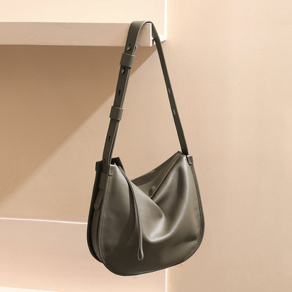 Genuine Top Grain Leather Tote Bag Relaxed Style Unique Oversized Design Minimalist Soft Leather Crossbody and Shoulder Bag for Effortless Chic
